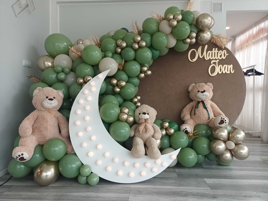 Aranjamente baloane botez Arcada baloane majorat aniversare 18 ani Panou foto baloane Nume personalizat Decor