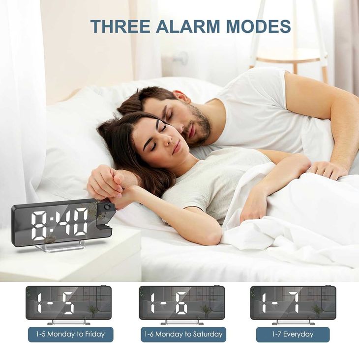 Ankilo 7.9-инчов LED проекционен будилник с огледален дисплей