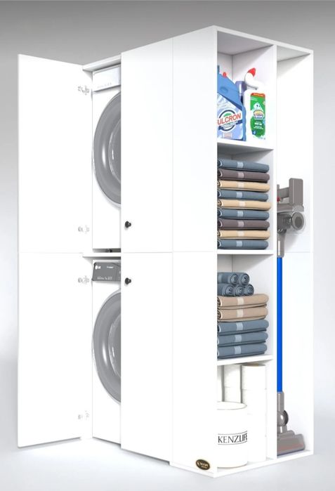 Шкаф за пералня и сушилня с рафтове