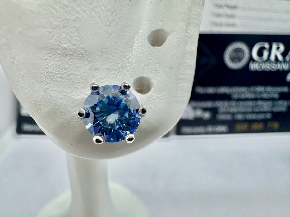 Сребърни обеци с мойсанит (Диамант) 1 карат