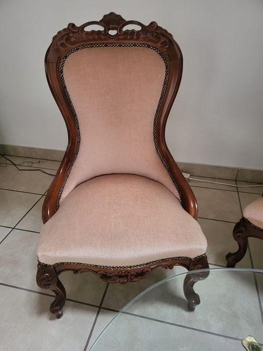 Vând set canapele in stil Ludovic Filip ,cu tapițerie din catifea  roz