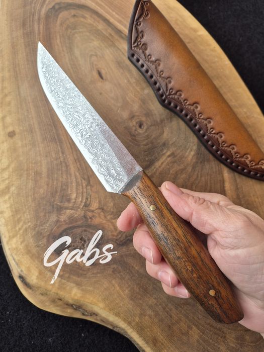 Ловен нож дамаска стомана LN439,фултанг с кожена кания