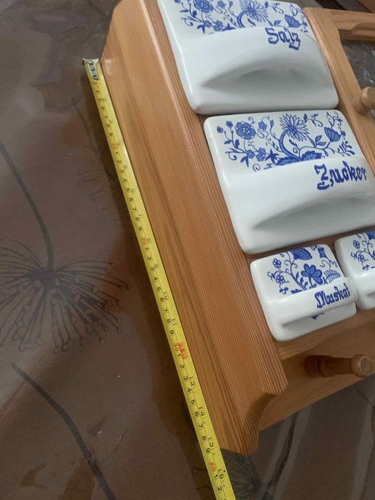 Етажерка с порцеланови буркани * Декор на порцелана - " Син лук"* Нови