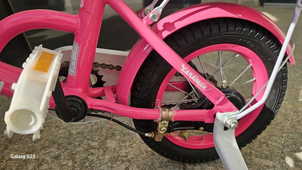 Bicicleta CARAIMAN 12G Roz, Roti 12 inch, Roti Ajutatoare, Varsta 3-5