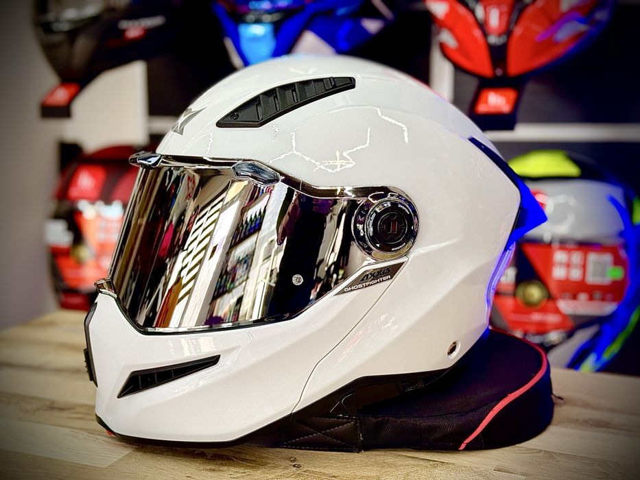 Casca Moto Axxis Ghost Fighter/SV Alb Lucios