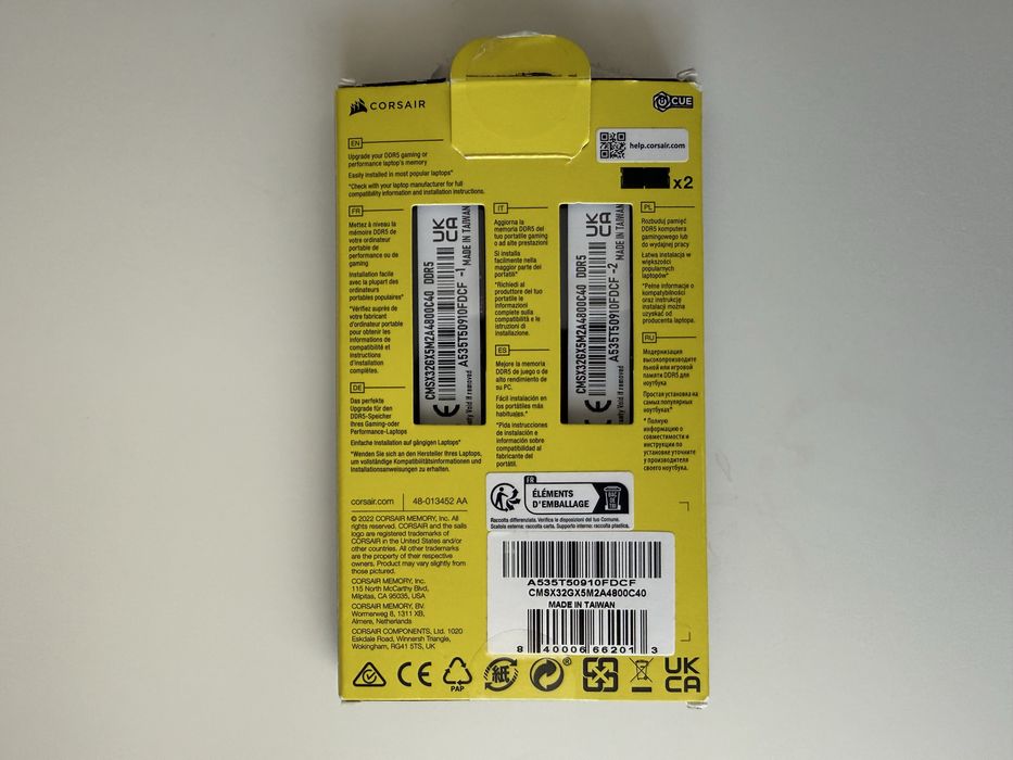 Memorie RAM SO-DIMM (laptop) Corsair Vengeance DDR5 32GB (2x16) 4800 MT/s MHz