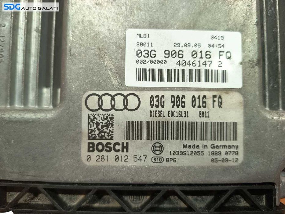 ECU Calculator Motor Bosch Audi A4 B7 2.0 TDI 2004 - 2008 Cod 03G906016FQ 0281012547 [LS0441] [LS0442]