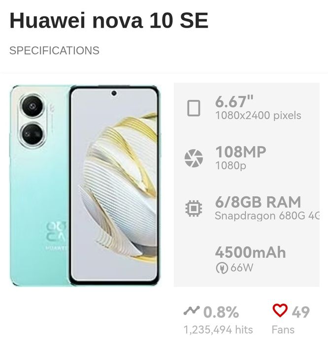 Huawei nova 10 se