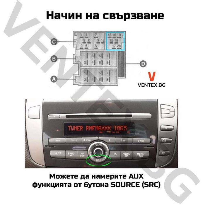 AUX кабел за Fiat Bravo радио от 2007 година и по-нови фиат браво аукс