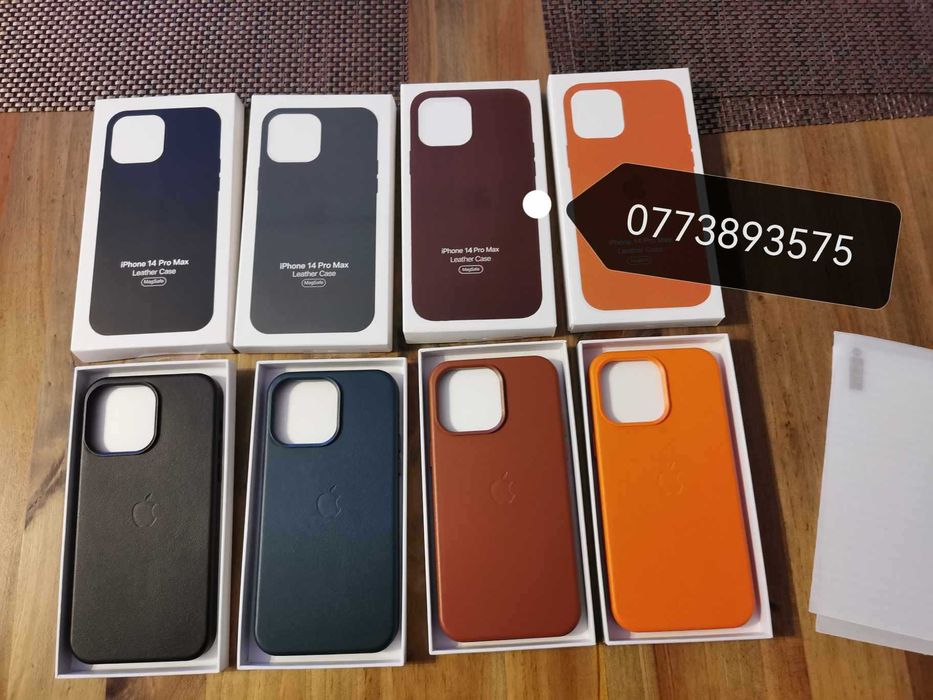 Husa protectie piele + 2 folii sticla +Magsafe Apple iPhone 14 Pro Max