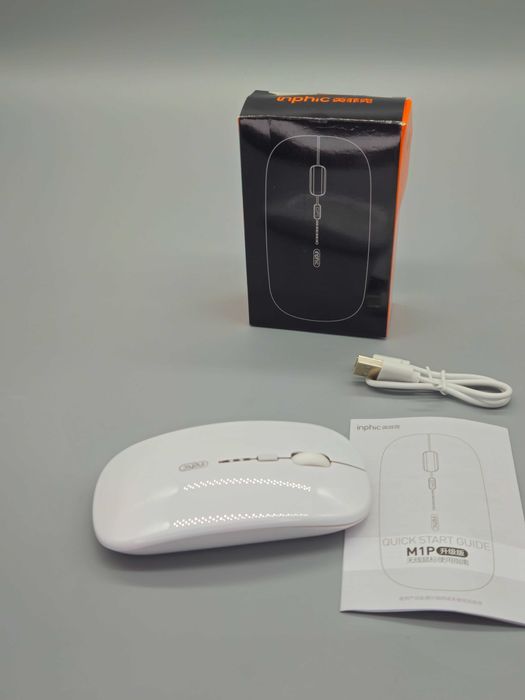 Безжична презареждаема мишка inphic M1P ultra slim 2.4G бяла