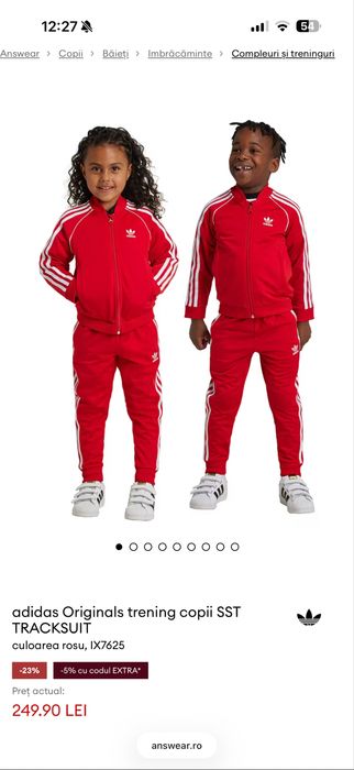 Trening adidas rosu 4-5 ani, 110 cm