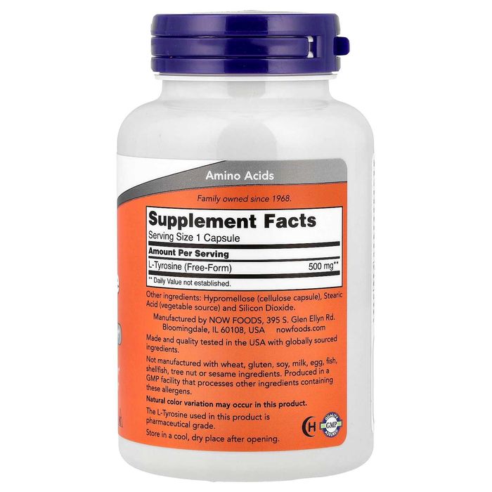 NOW Foods, L-тирозин, 500 мг, 120 капсул