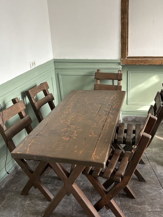 masa de lemn cu 6 scaune