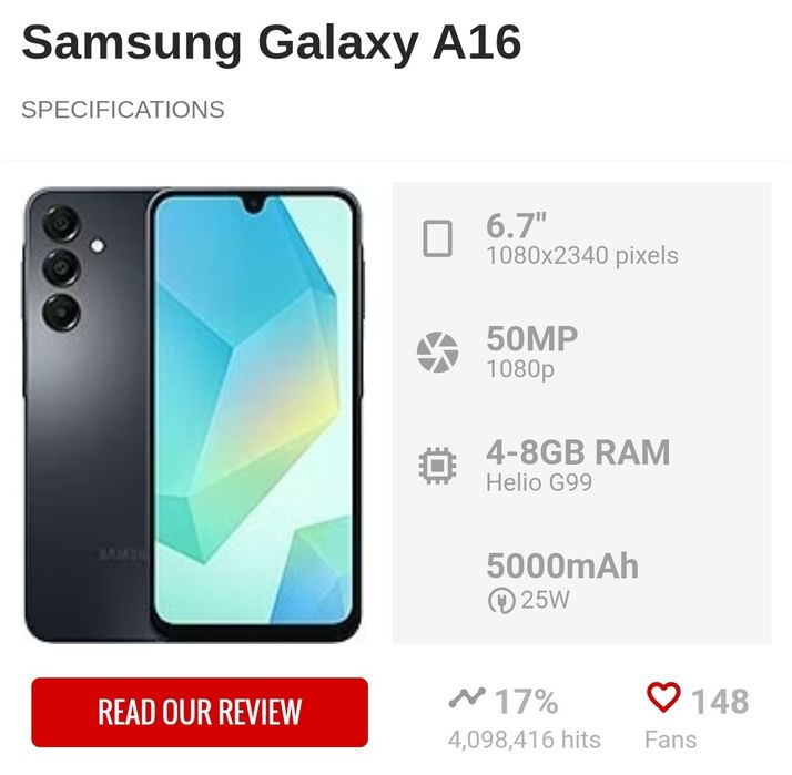 Samsung A16 Nou de Culoare Gri