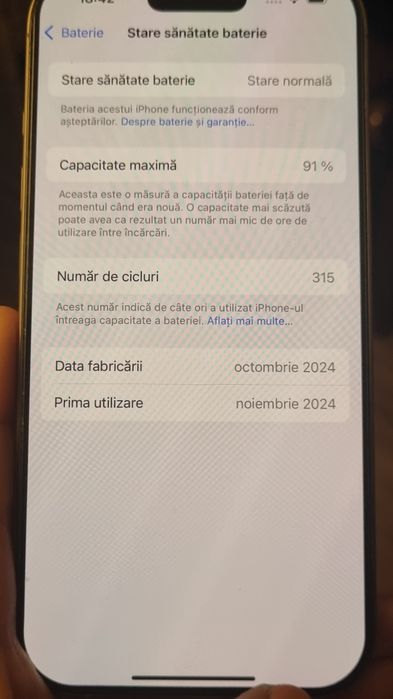 iPhone 16 Pro 256GB – Baterie 91% | Impecabil