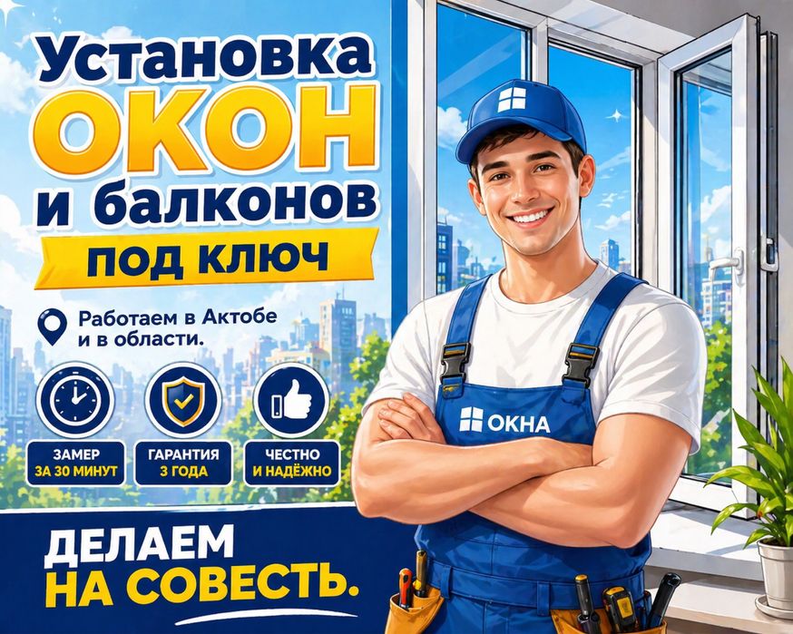 Пластиковые Окна Двери Актобе Балконы Витражи Установка Сложный Замок!