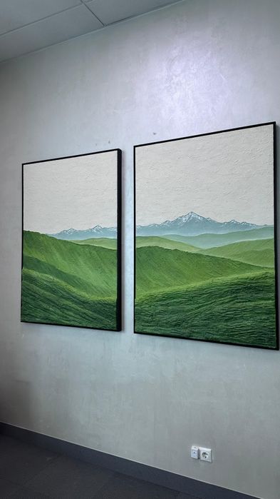 Картина с текстурные и горами