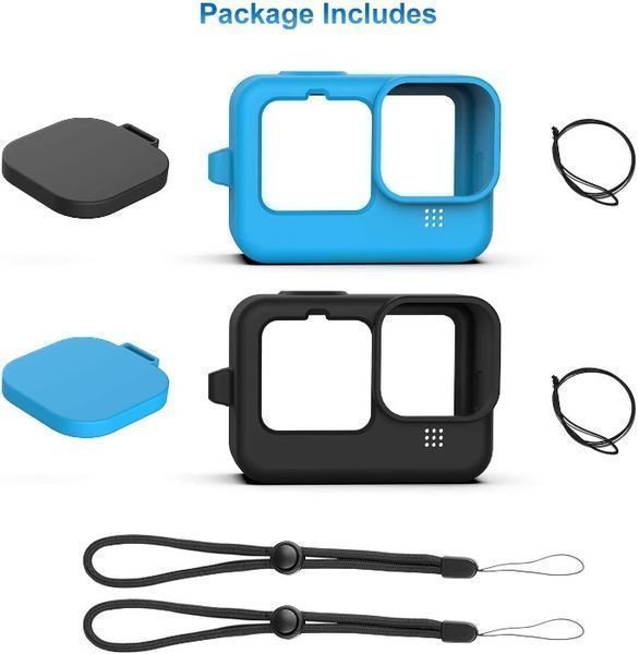 Калъф за GoPro Hero 9/10/11/12/13 Black, Капаче, Силикон, Черен/Син