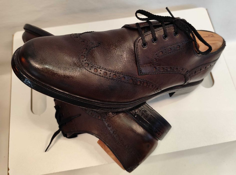 Pantofi derby brogue 45 premium GEOX 45 NOI piele naturala moale maro