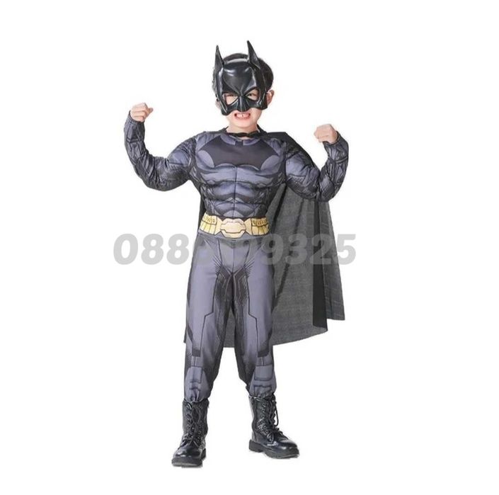 Детски костюм на Батман с мускули и маска + ПОДАРЪК