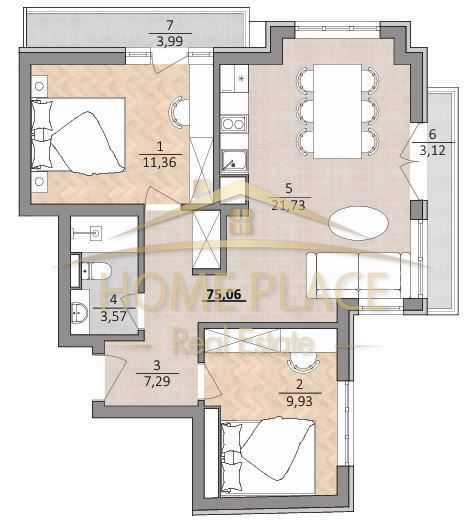 Продава се Двустаен апартамент в Варна, Център - 62 кв.м за 2039 €/кв.м - Снимка #7