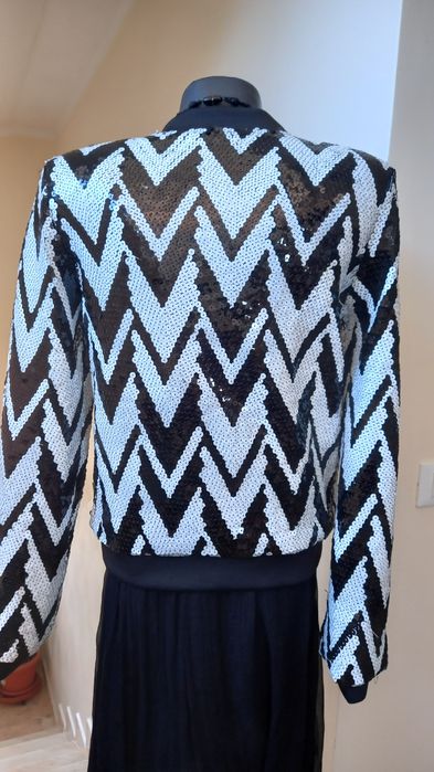 Jachetă  cu paiete alb negru