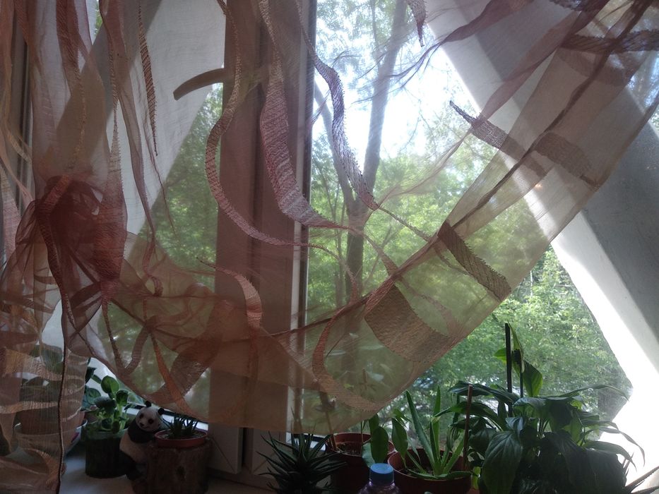 Тюль оранжевая волны