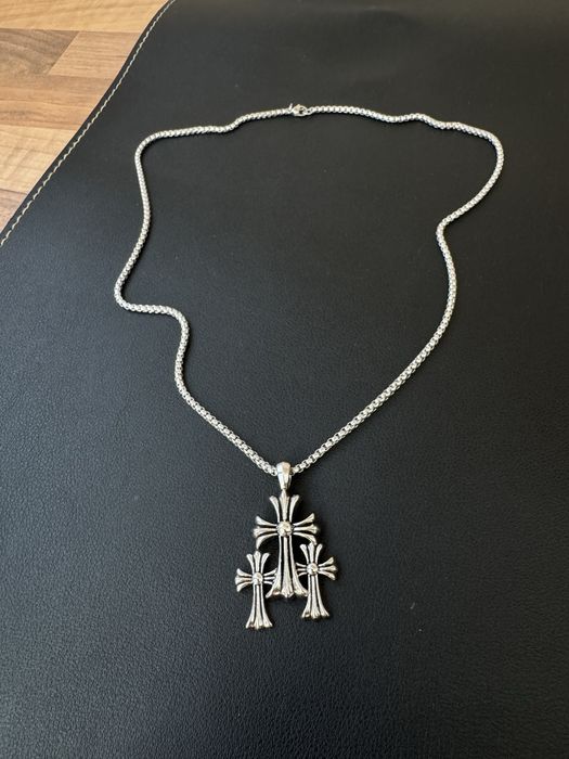 Set Chrome Hearts Colier Triple Cross & Bratara Cross