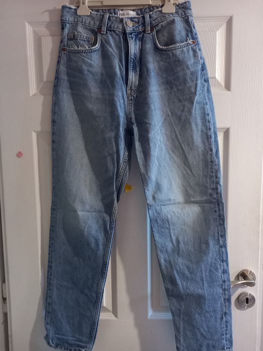 Панталони  zara зара  кожа и деним