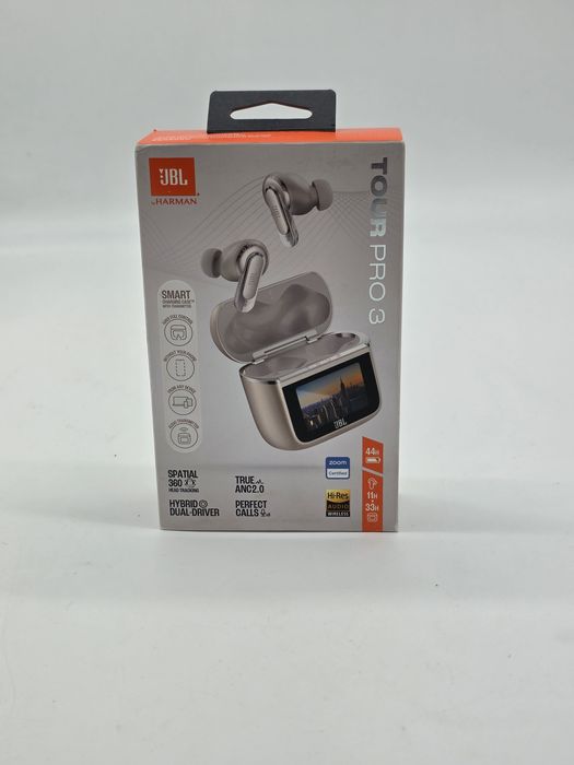 Casti In-Ear JBL Tour Pro 3/ True Wireless/ Bluetooth/ True ANC/ Smart Case/ Spatial Sound/ Autonomie 44 ore Latte/ produs NOU