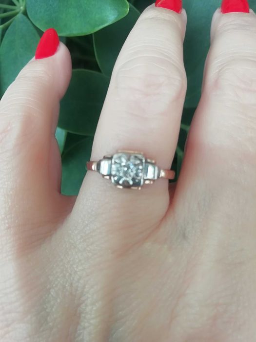 Inel aur, platina, diamant