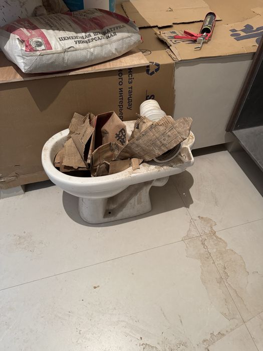 Строительные леса и унитаз для строителей