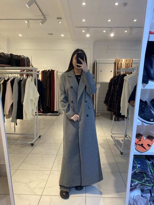 Пальто пиджак, серое макси