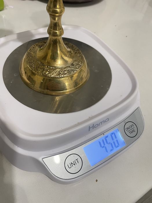 Ретро тристепенен месингов свещник