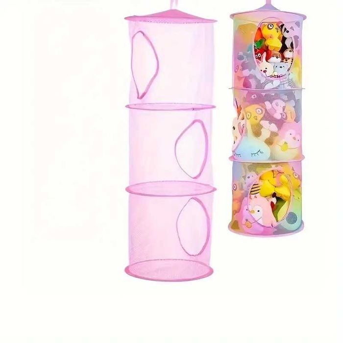 Сгъваем кош с 3 рафта за съхранение на играчки, дрехи, кърпи