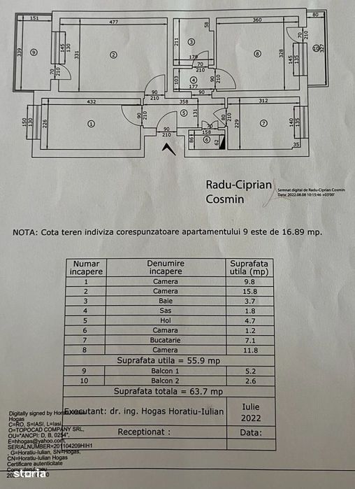 Apartament 3 camere Palas - Podu Ros - Sens Giratoriu