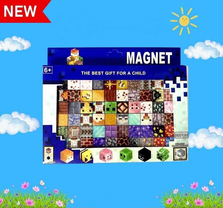 Комплект 60 броя Магнитни Кубчета Майнкрафт Minecraft Magnetic Blocks