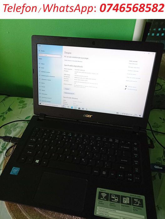Laptop 14"Acer Aspire 3, Wi-Fi, 500 GB, 4 GB DDR3, SD, cooler, Windows
