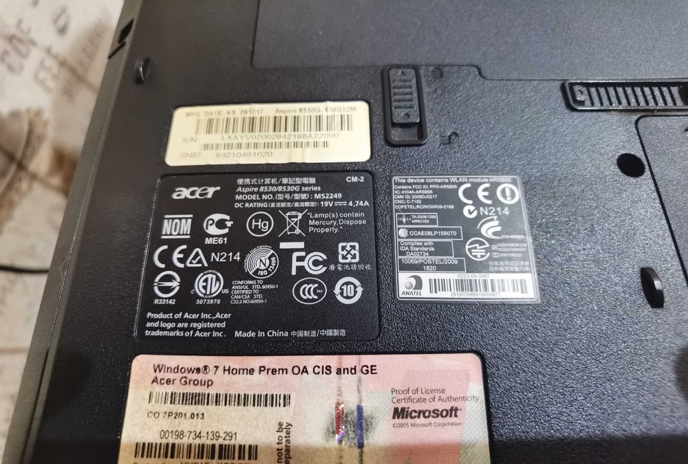 Продам ноутбук Acer 8530G