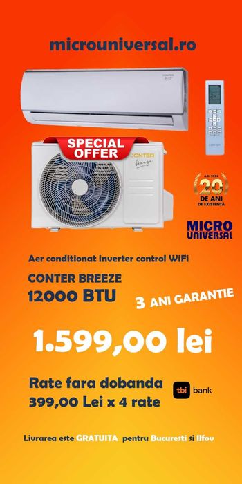 Aer conditionat 12000BTU Conter Breeze12000 btu -wi fi