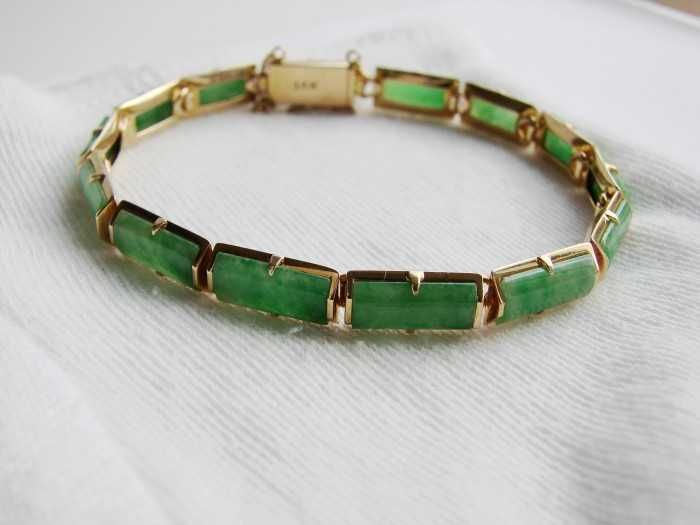 Bratara Aur 14K Cu Jadeit Natural Jad Jade Certificat