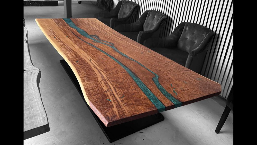 Masa din lemn de stejar | lemn masiv si Rasina Epoxy - epoxidica