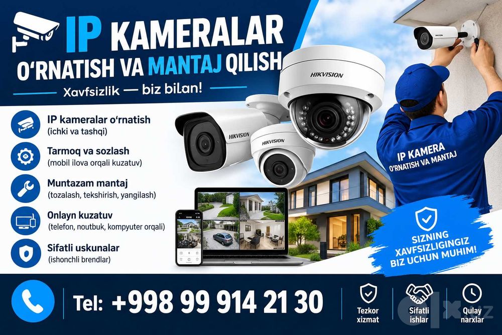 IP kameralar o'rnatish va mantaj qilish hizmati