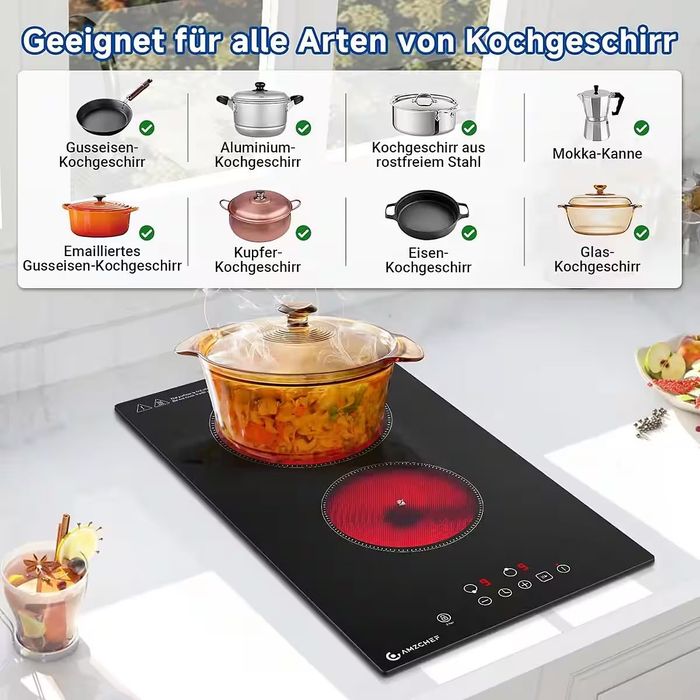 Електрически котлон плот за вграждане AMZCHEF – 2 плочи, 3200 W