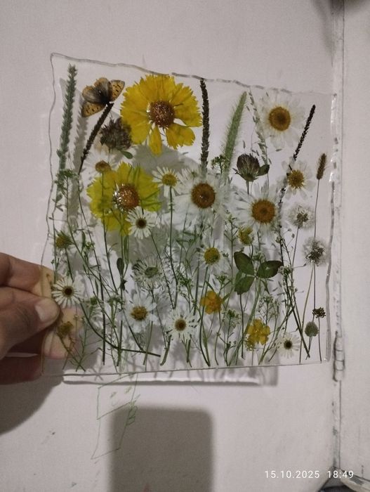 Панно картина из настоящих цветов