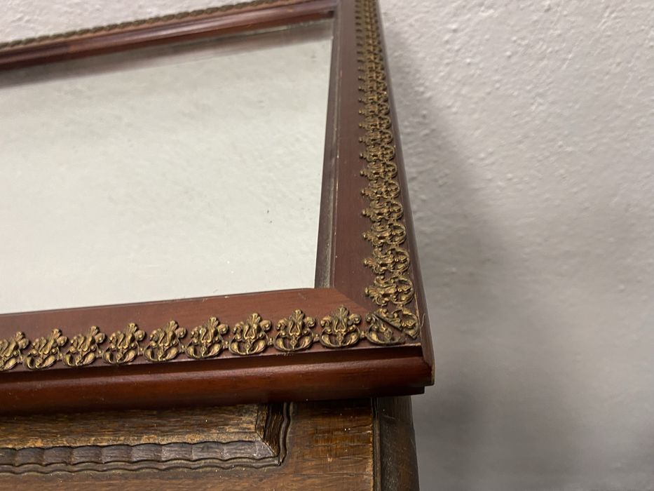 Голямо стеннo огледало дърво месинг класически стил Франция 1940 1955