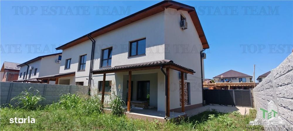 Vila individuala cuplata 5 camere, P+1+M, incalzire in pardoseala, toa