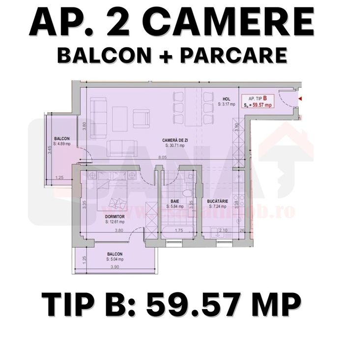 RO/EN Ap. NOU cu 2cam., 66.83 mp, parcare, balcon, etj.1 | DEZVOLTATOR