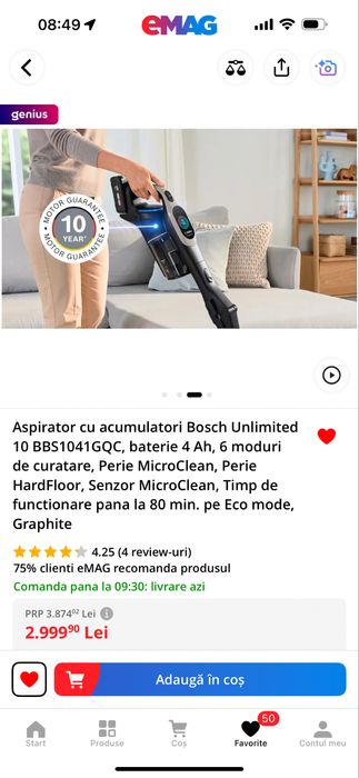 Aspirator Bosch unlimited 10 cu acumulatori Graphite